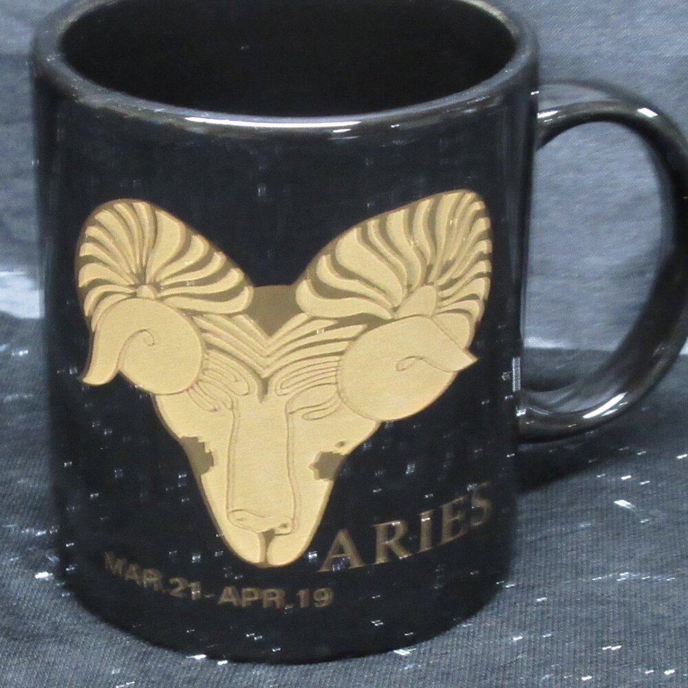 Black and Gold Aries Coffee Mug